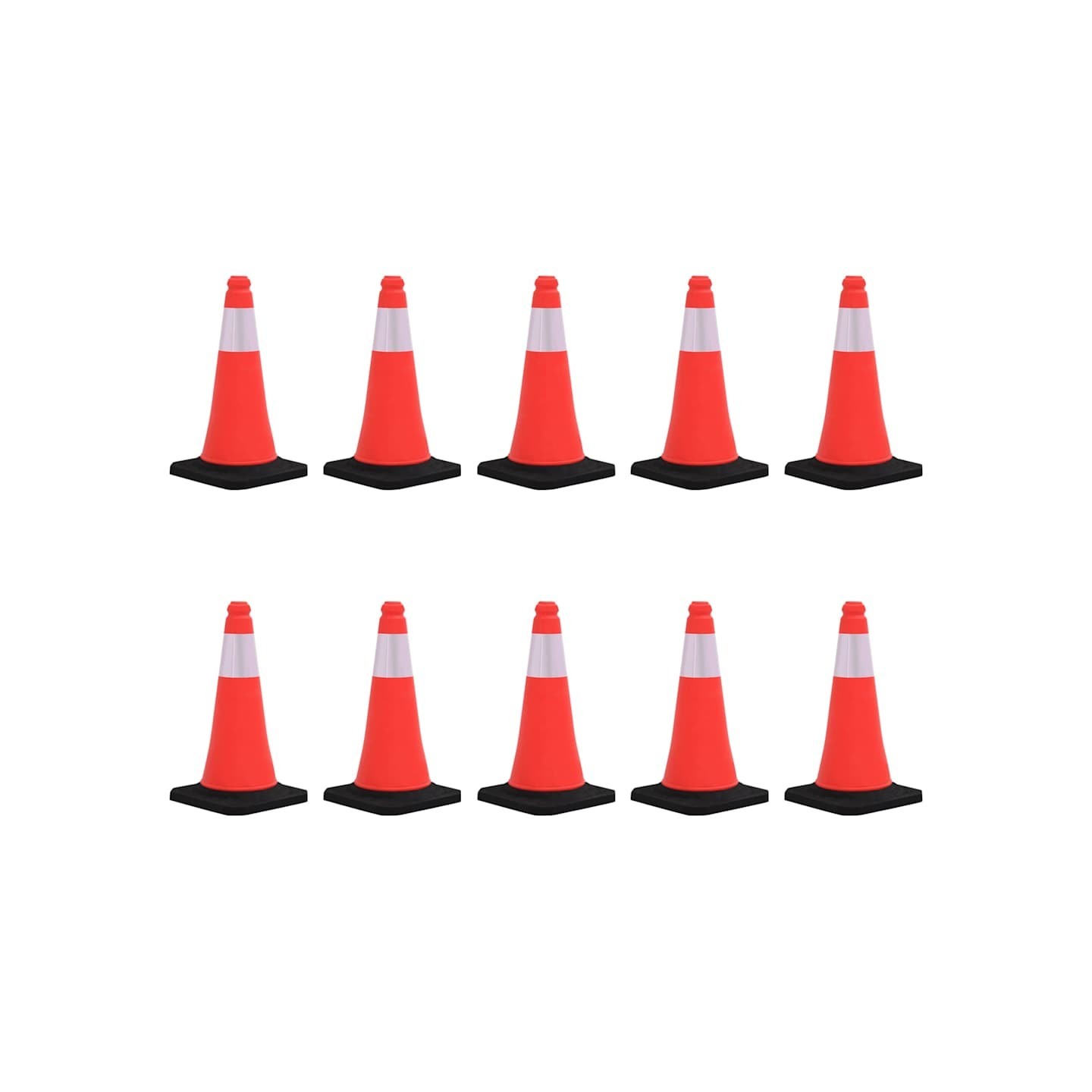 Cônes de signalisation réfléchissants à base lourde 10 pcs 50cm