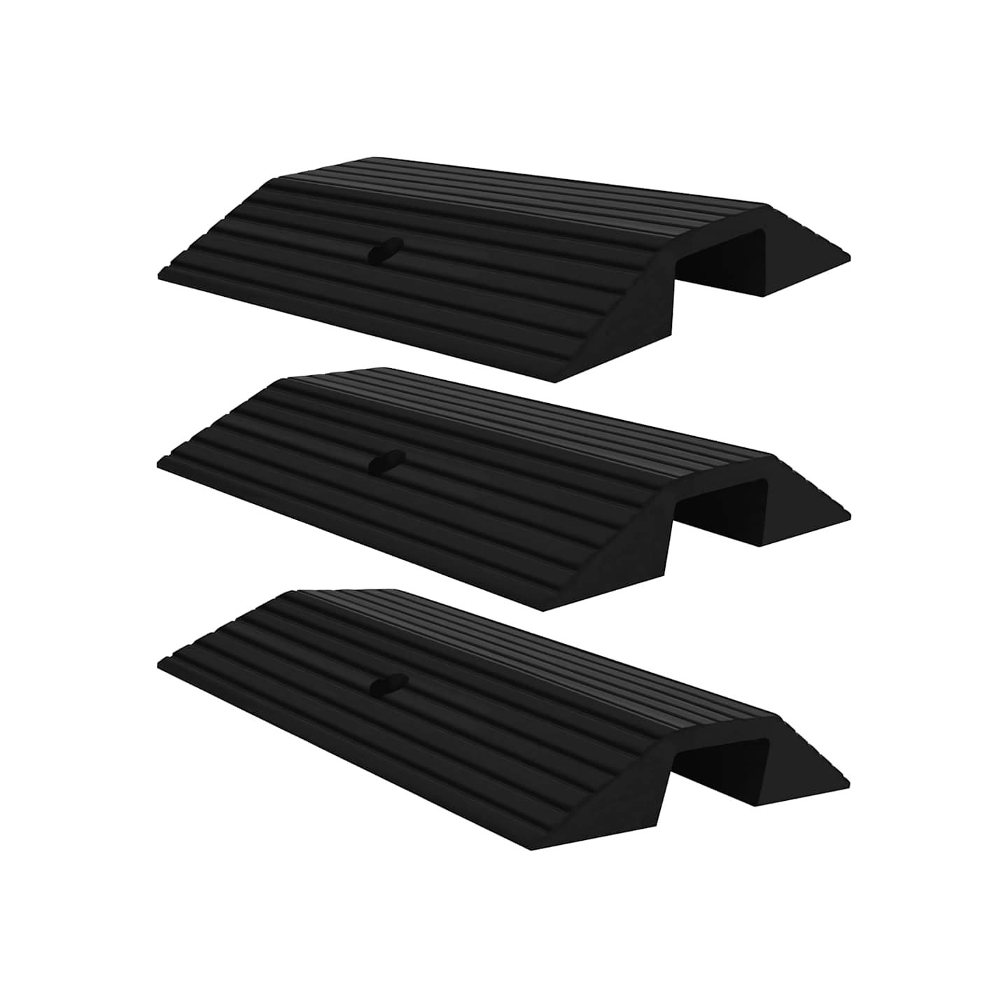 Rampes de seuil de pont 3 pcs 49x40x8 cm Caoutchouc