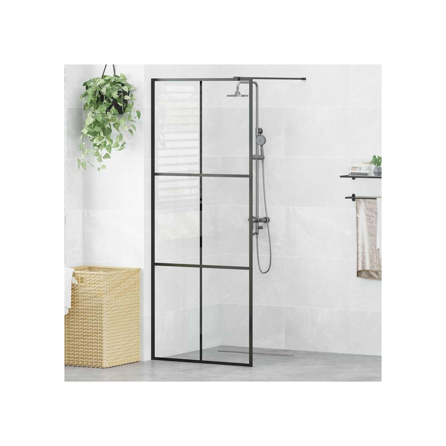 Paroi de douche avec verre ESG transparent 80x195 cm Noir