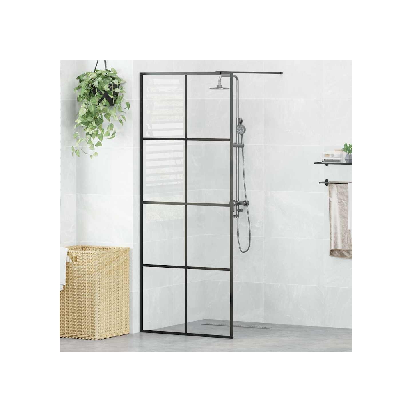 Paroi de douche avec verre ESG transparent 80x195 cm Noir