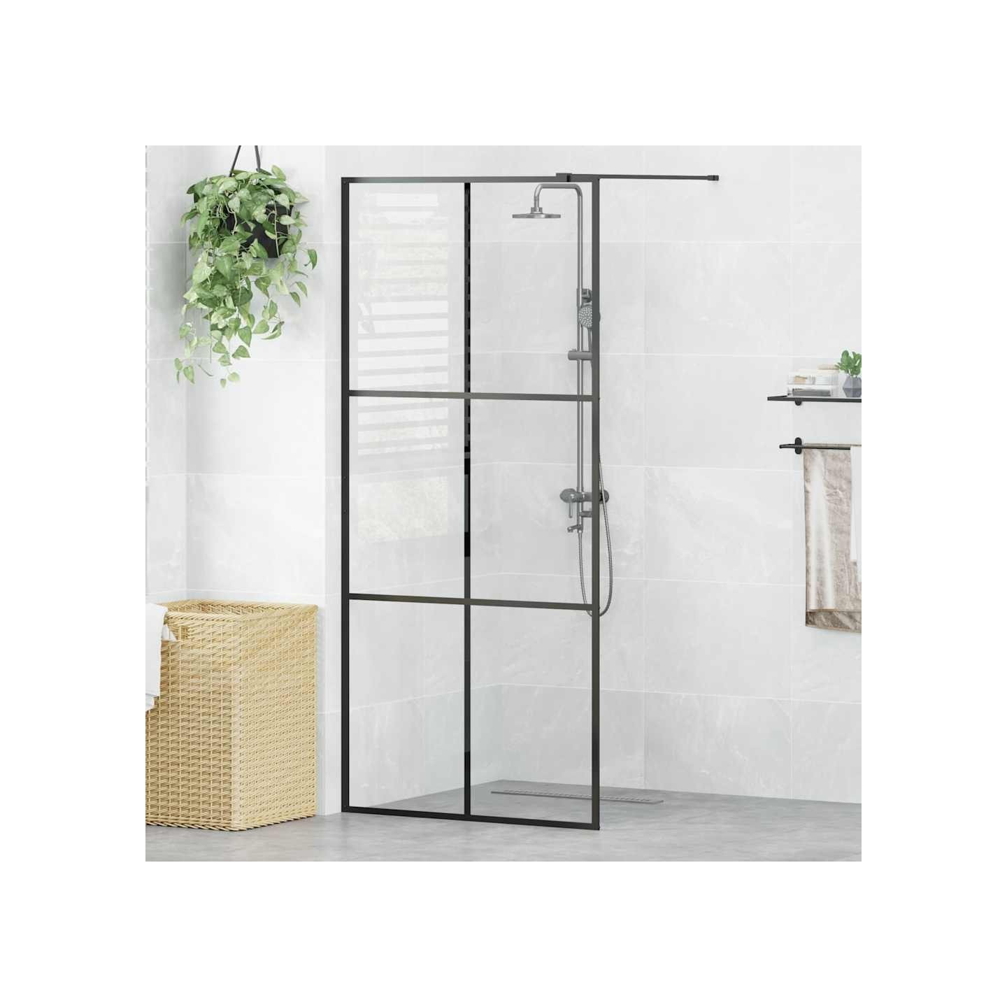 Paroi de douche avec verre ESG transparent 90x195 cm Noir