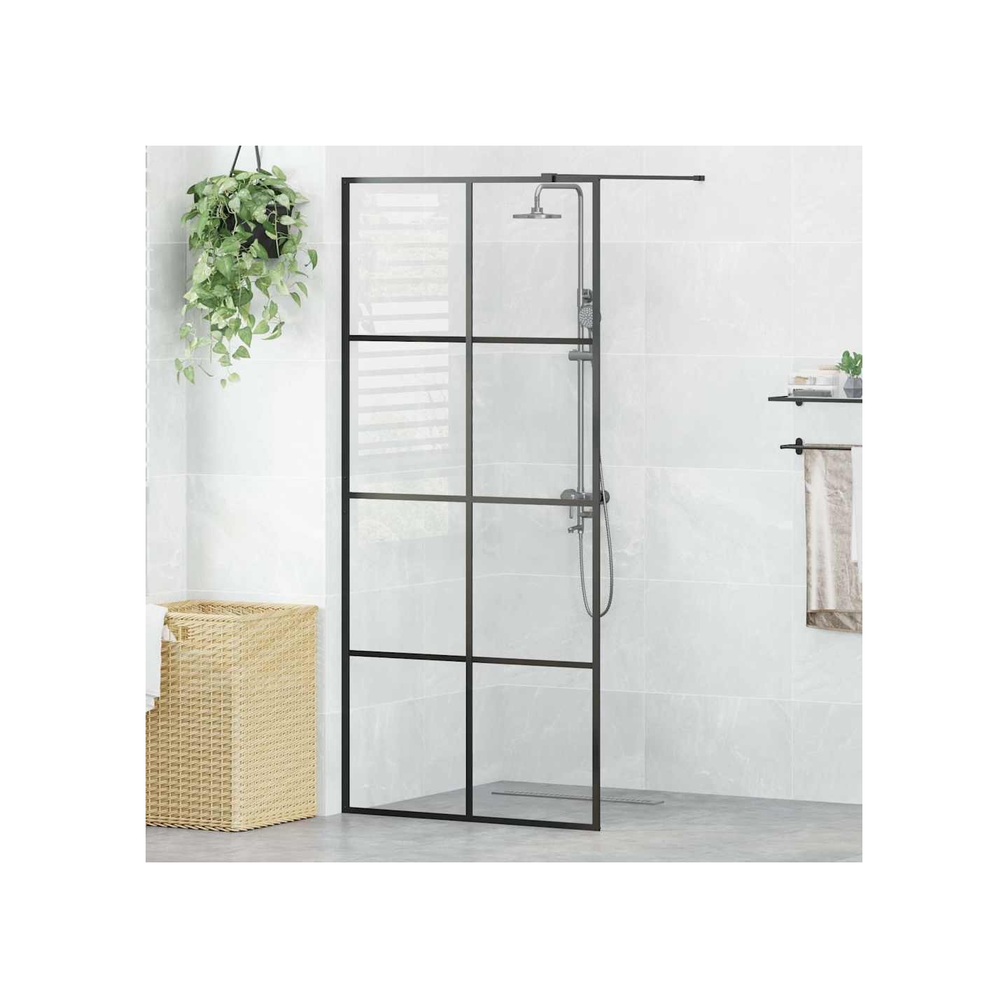 Paroi de douche avec verre ESG transparent 90x195 cm Noir