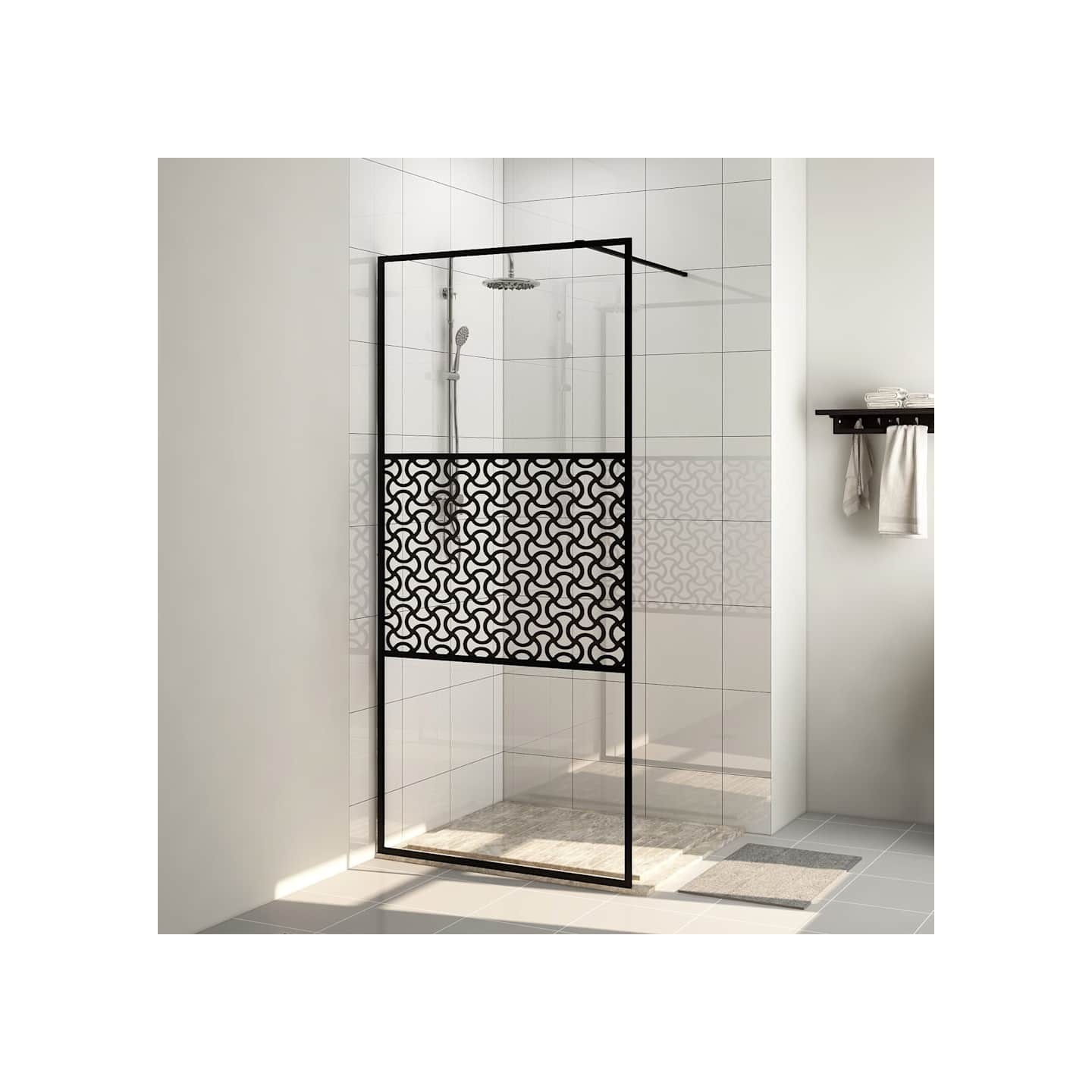 Paroi de douche avec verre ESG transparent 100x195 cm Noir