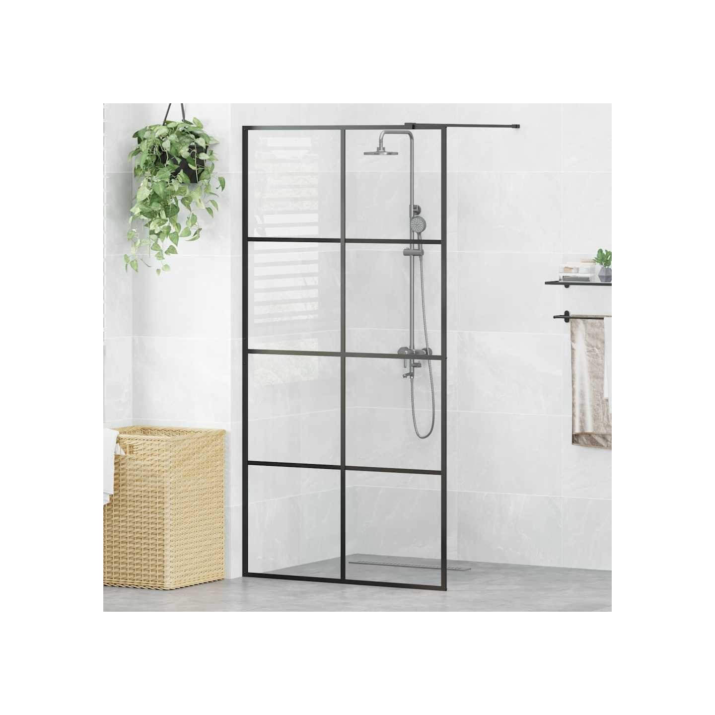 Paroi de douche avec verre ESG transparent 100x195 cm Noir