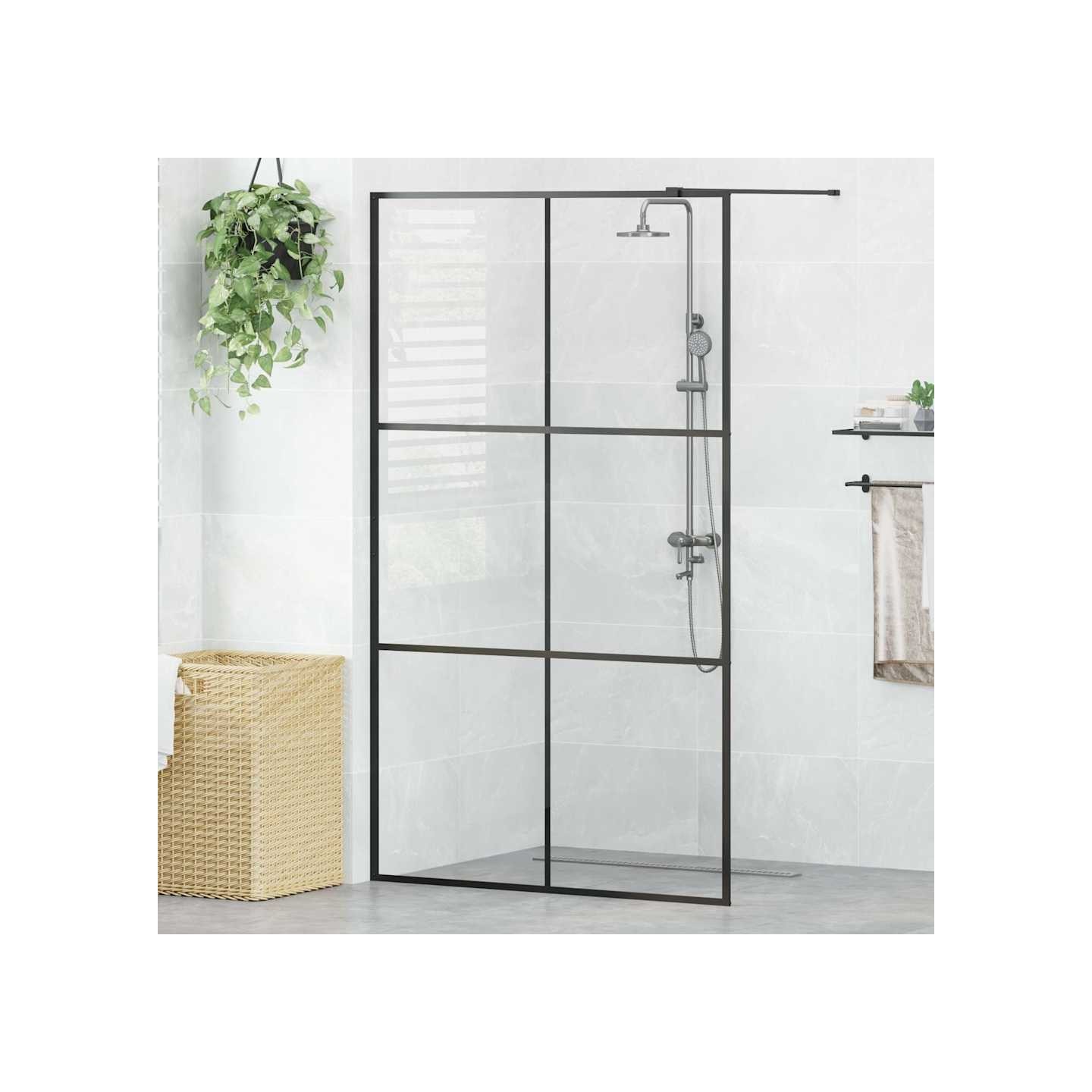 Paroi de douche avec verre ESG transparent 115x195 cm Noir