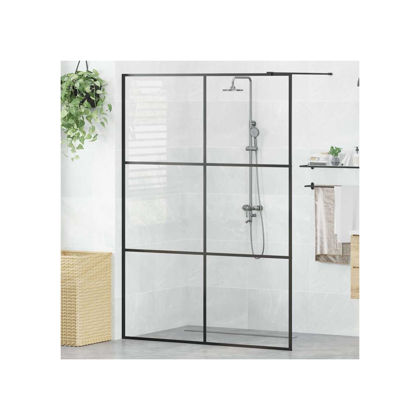 Paroi de douche avec verre ESG transparent 140x195 cm Noir