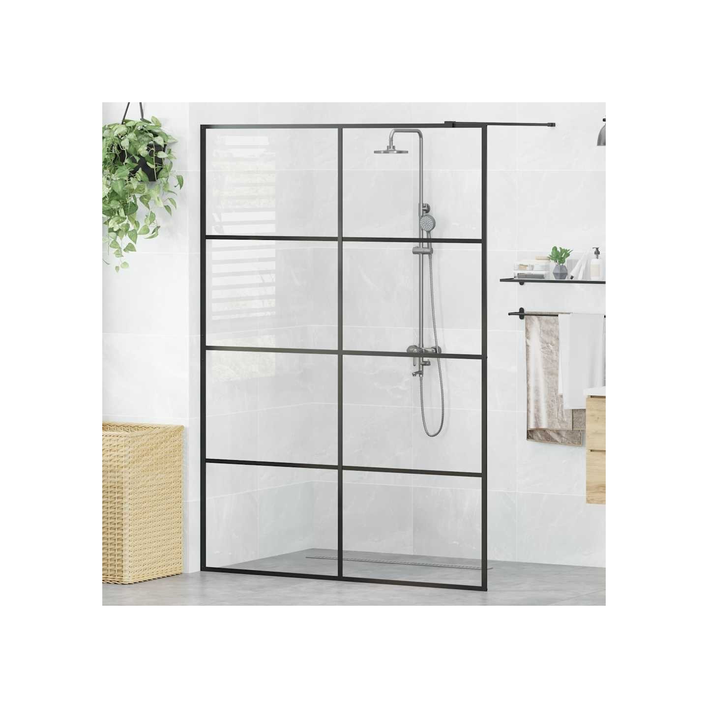 Paroi de douche avec verre ESG transparent 140x195 cm Noir