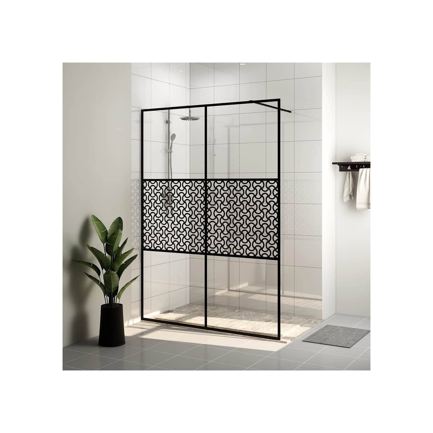 Paroi de douche avec verre ESG transparent 140x195 cm Noir