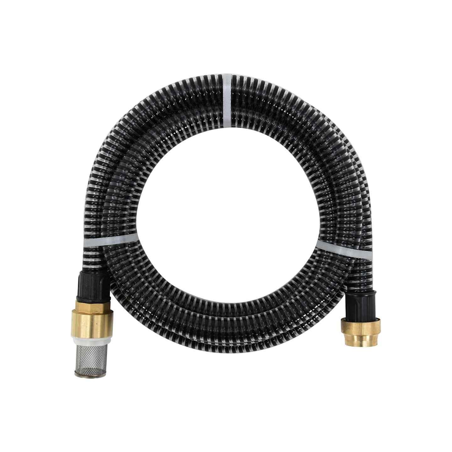 Tuyau d'aspiration avec raccords en laiton noir 1,1" 5 m PVC