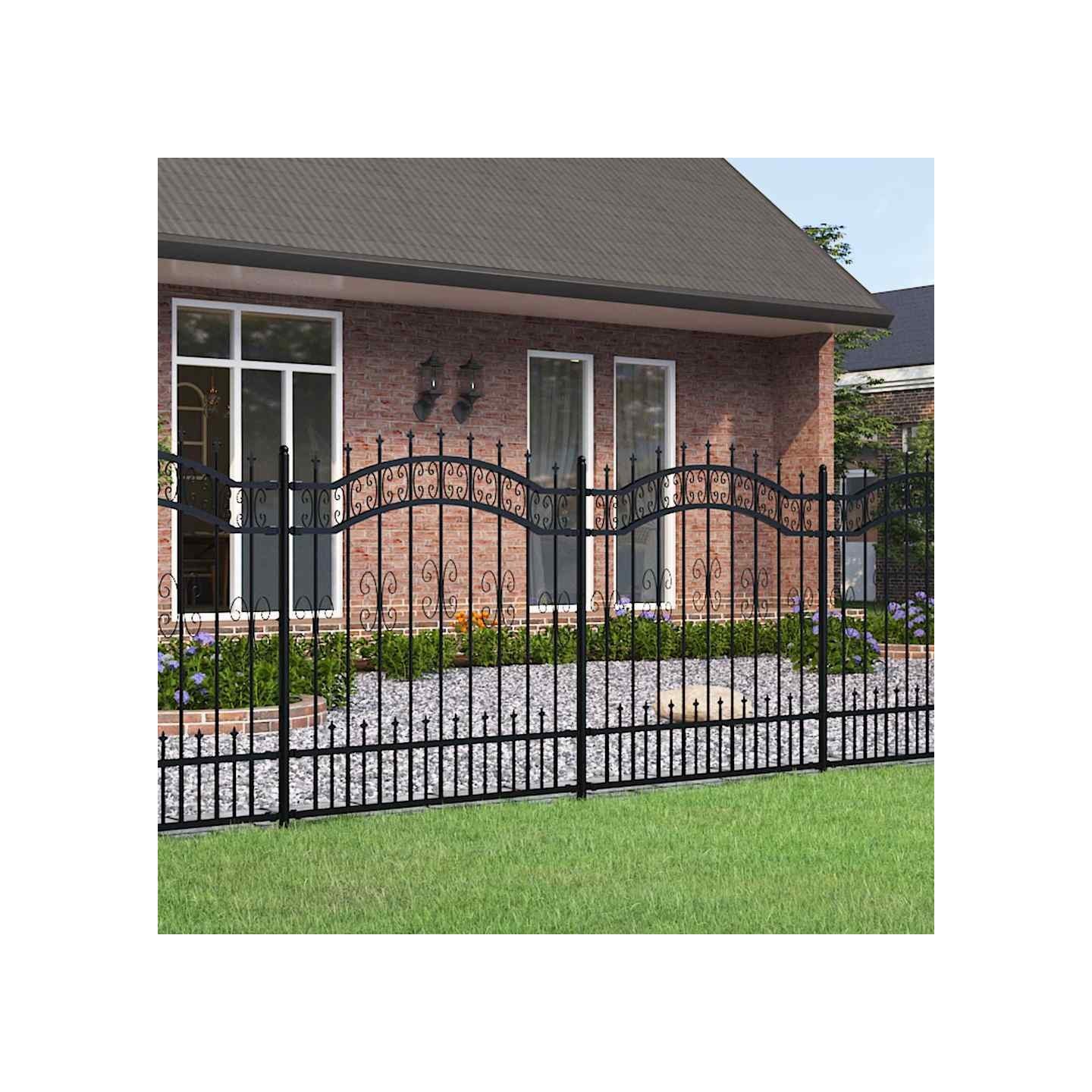 Clôture de jardin KAMPEN avec pointe en forme de lance, acier noir 240 x 125 cm