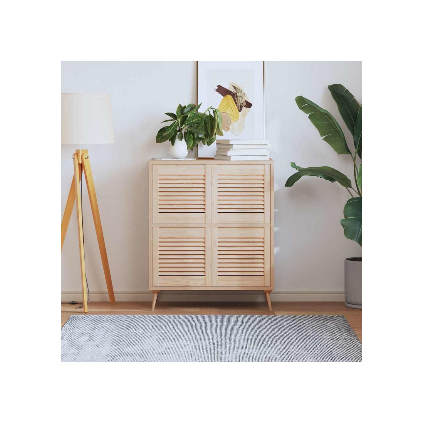 Portes d'armoire à persiennes 4 pcs 39,5x39,4 cm pin massif