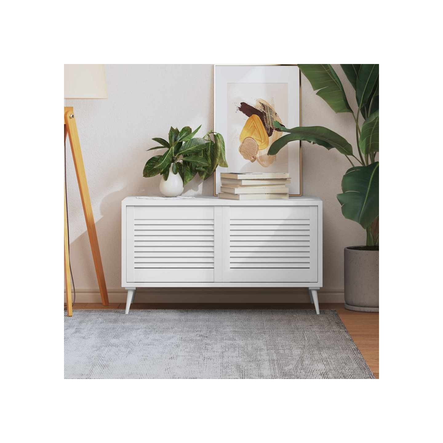 Portes d'armoire à persiennes 2pcs blanc 39,5x49,4cm pin massif