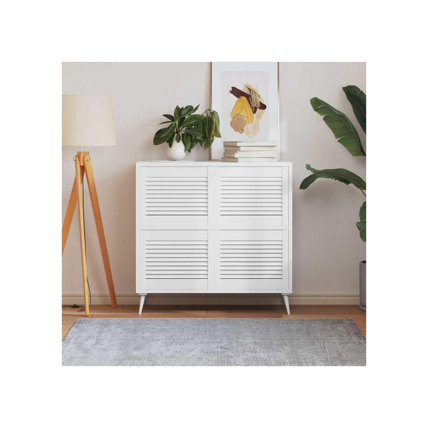 Portes d'armoire à persiennes 4pcs blanc 39,5x49,4cm pin massif
