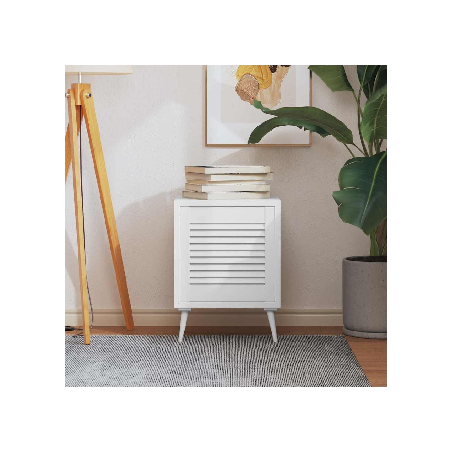 Porte d'armoire à persiennes blanc 39,5x39,4 cm pin massif