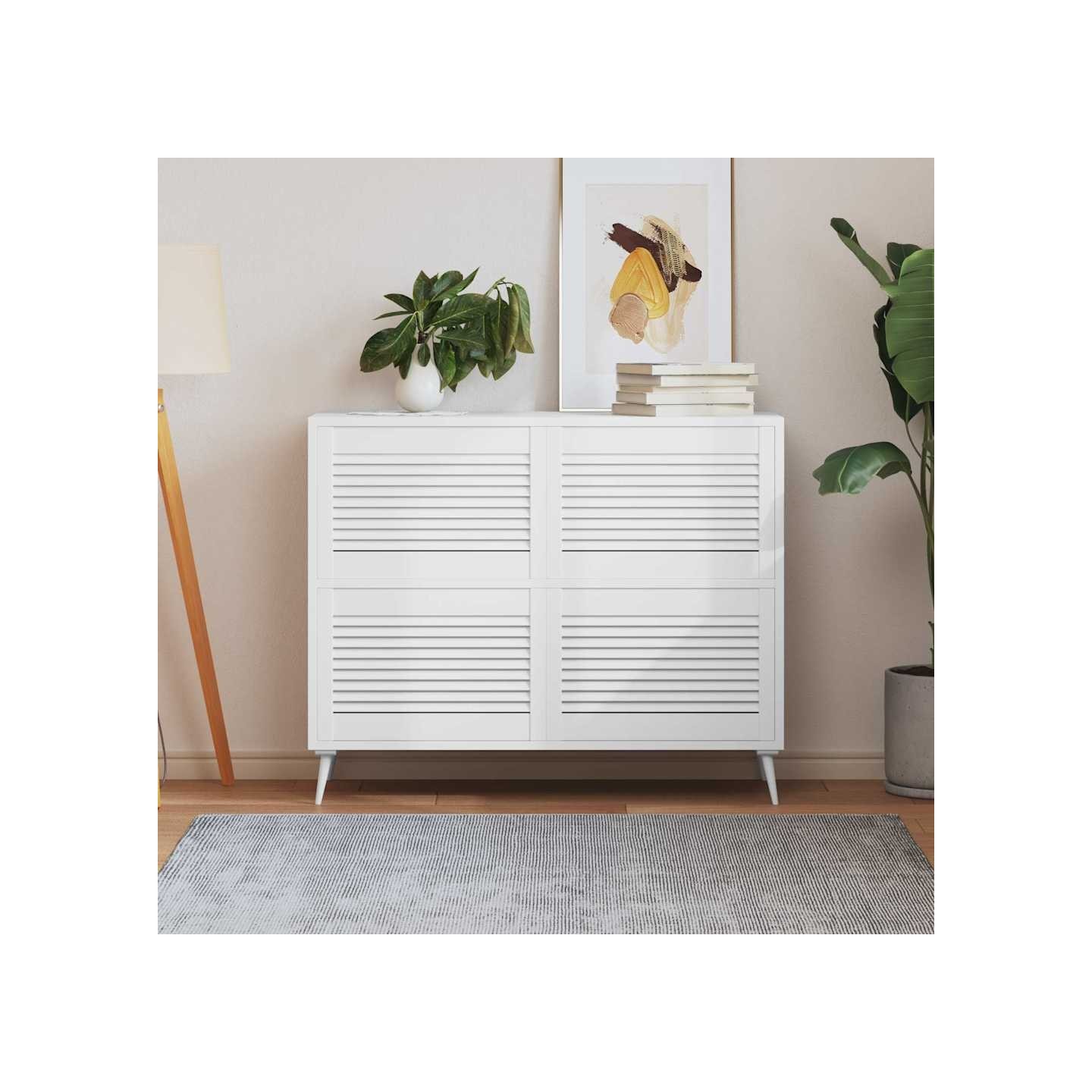 Portes d'armoire à persiennes 4pcs blanc 39,5x59,4cm pin massif