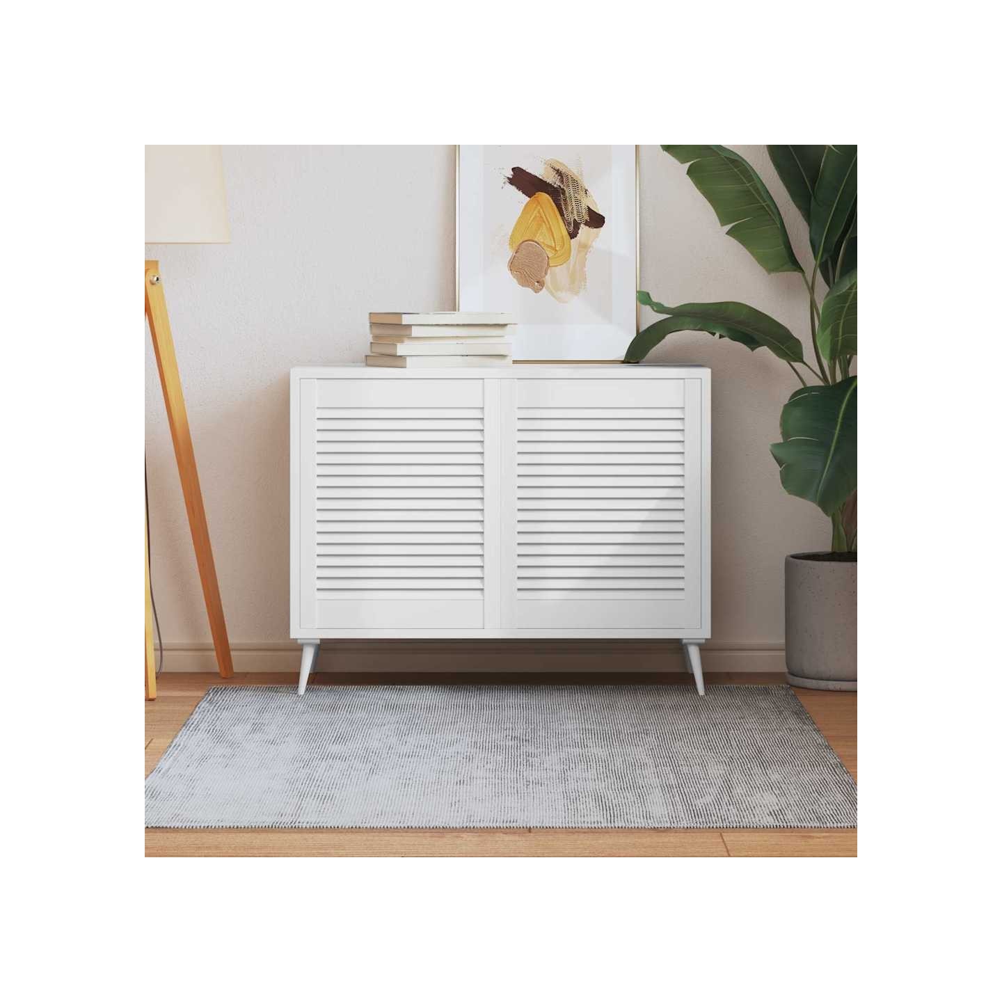 Portes d'armoire à persiennes 2pcs blanc 61,5x49,4cm pin massif