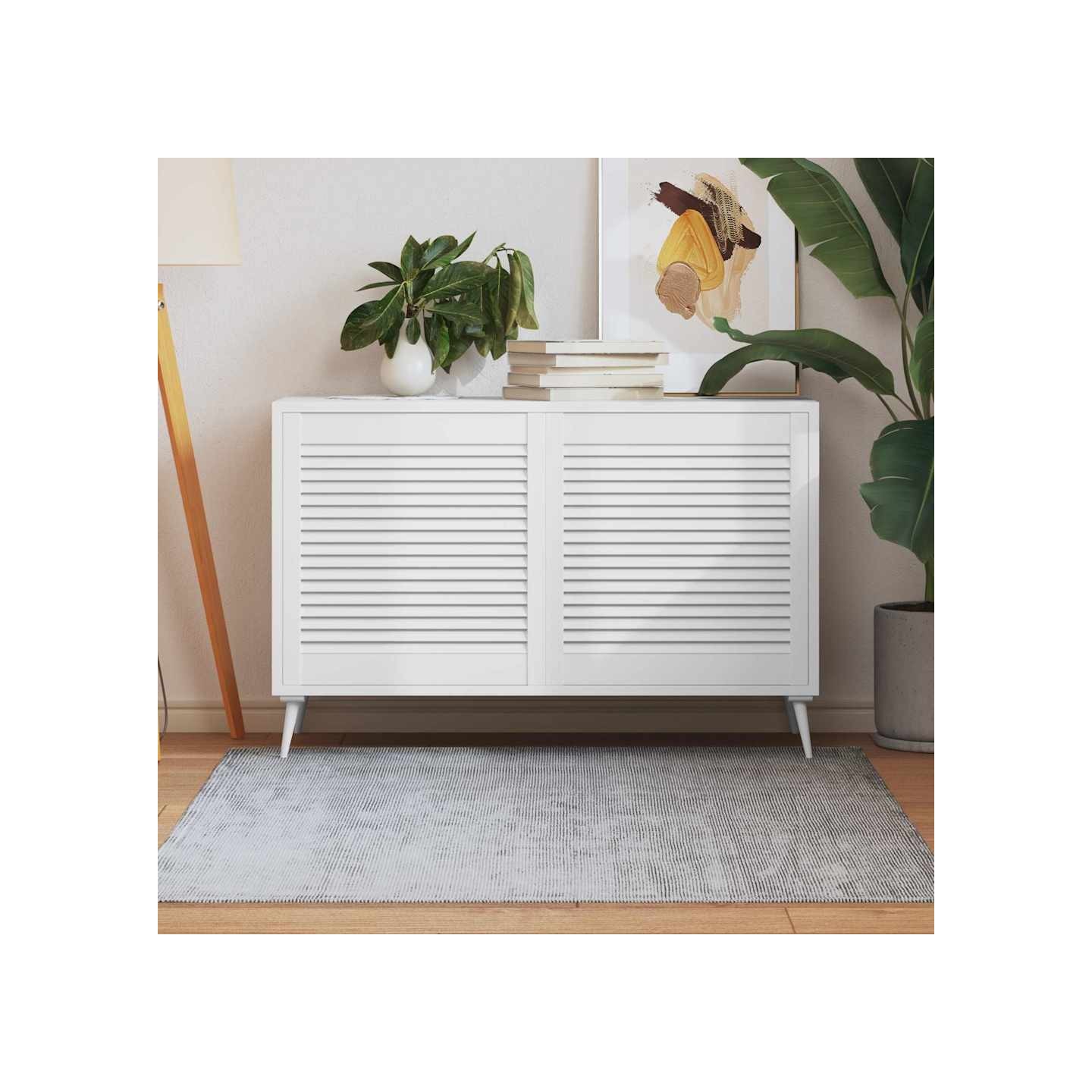 Portes d'armoire à persiennes 2pcs blanc 61,5x59,4cm pin massif