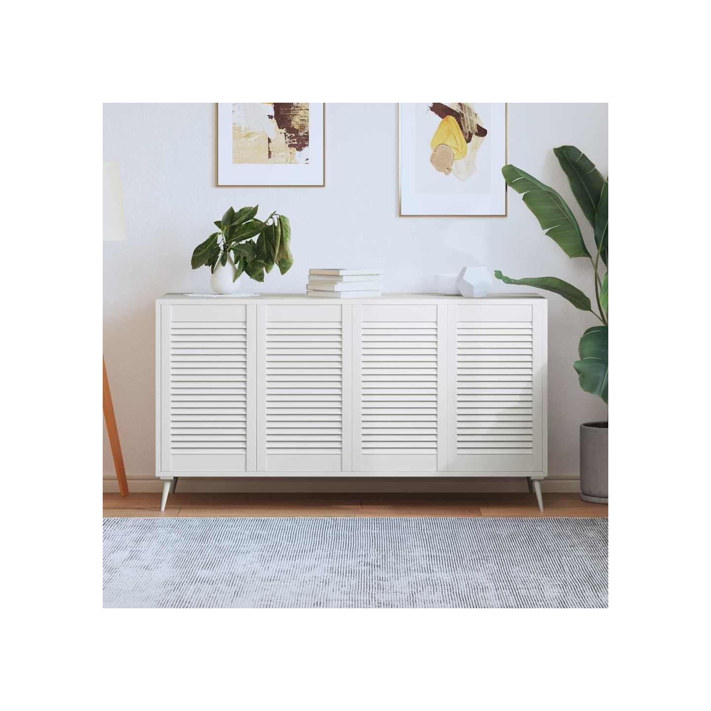 Portes d'armoire à persiennes 4 pcs blanc 69x39,4 cm pin massif