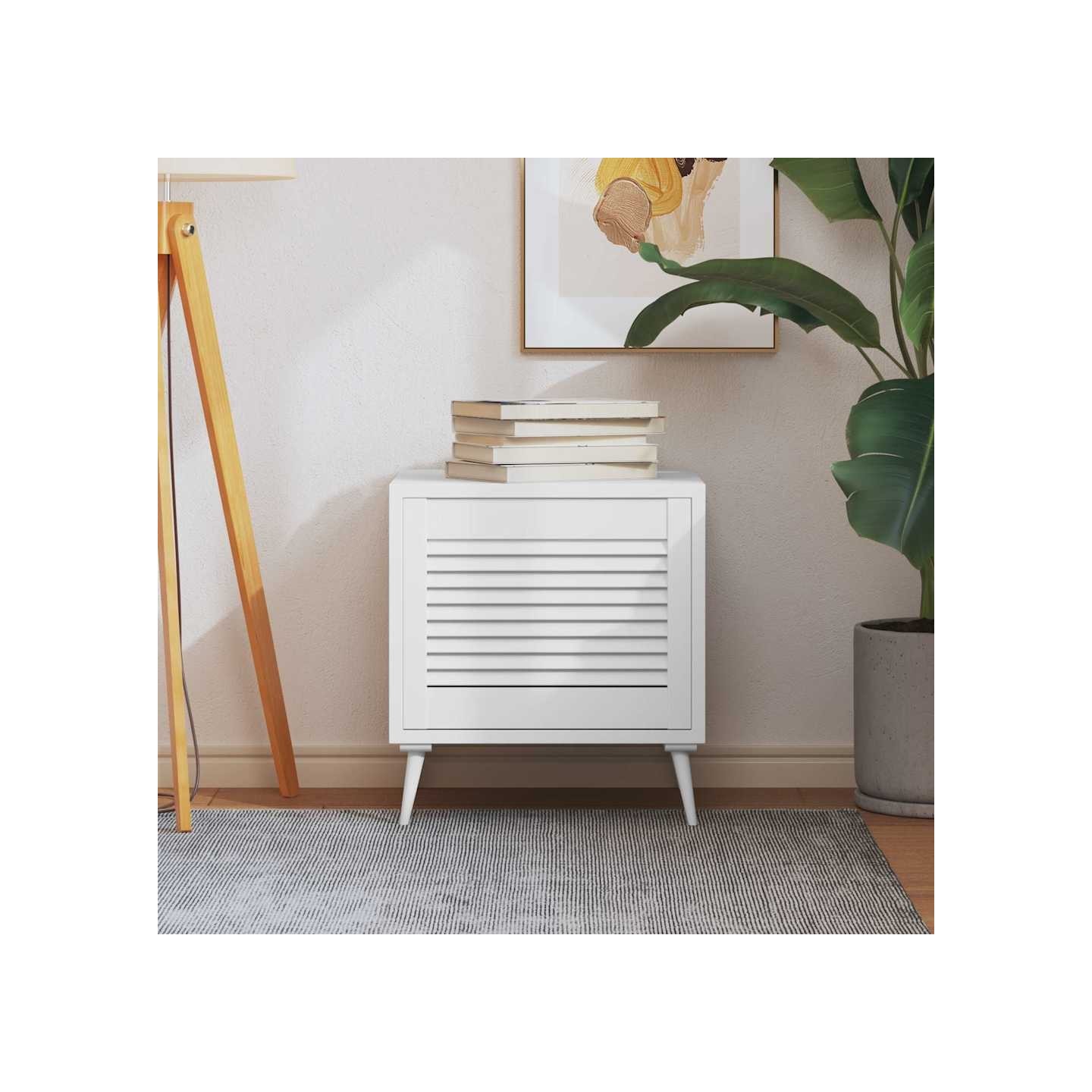 Porte d'armoire à persiennes blanc 39,5x49,4 cm pin massif
