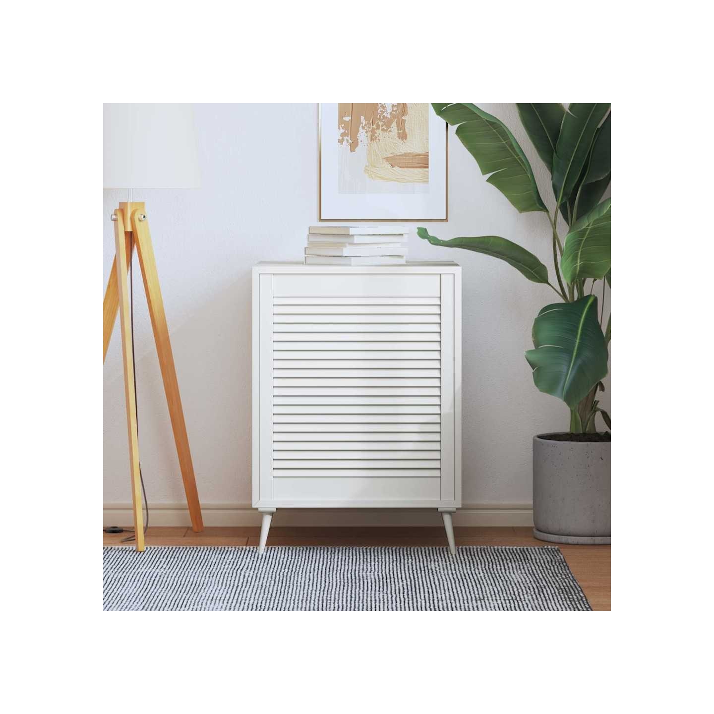 Porte d'armoire à persiennes blanc 69x59,4cm bois de pin massif