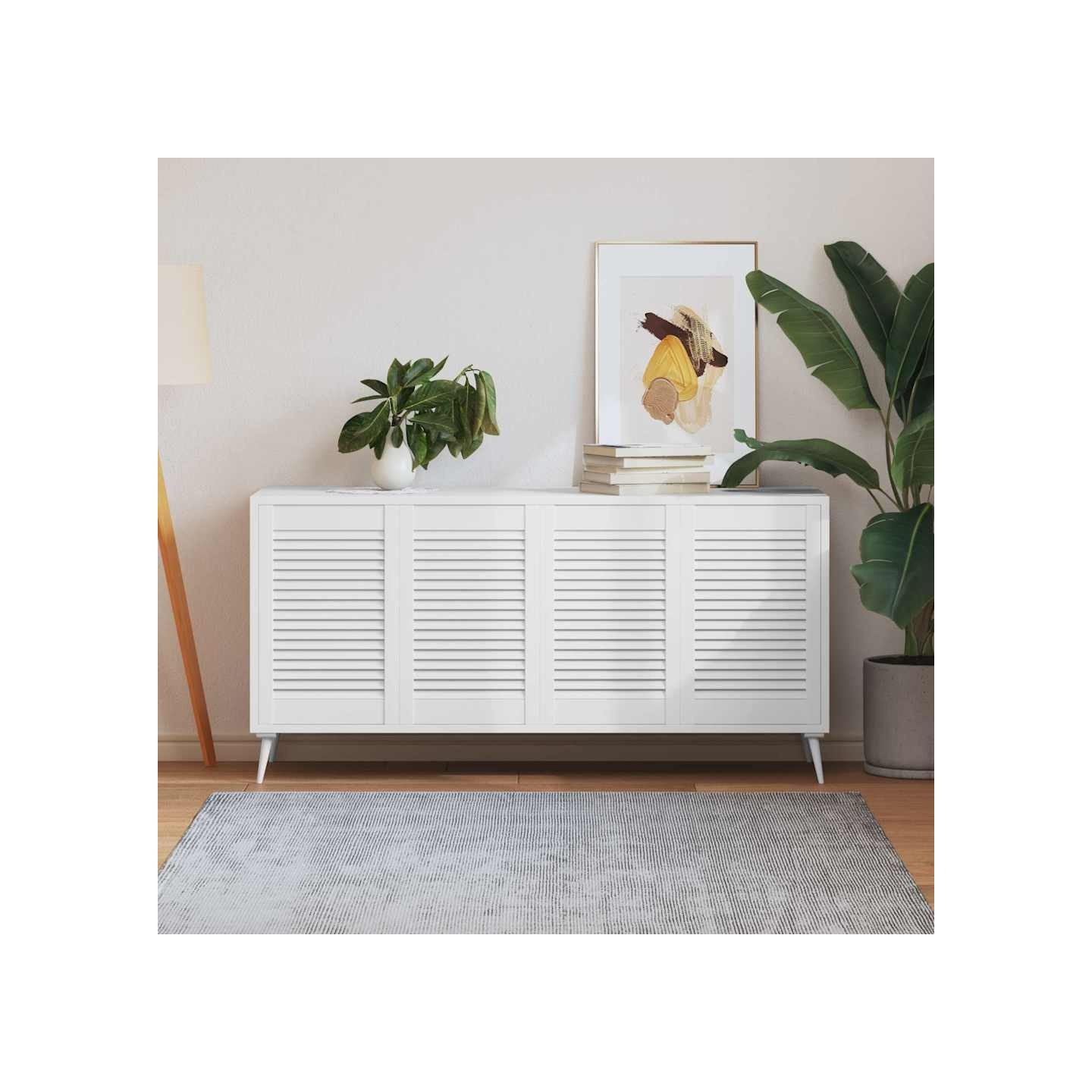 Portes d'armoire à persiennes 4pcs blanc 61,5x39,4cm pin massif