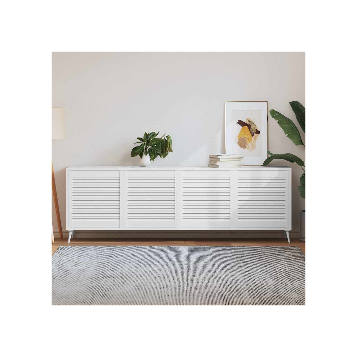 Portes d'armoire à persiennes 4pcs blanc 61,5x59,4cm pin massif
