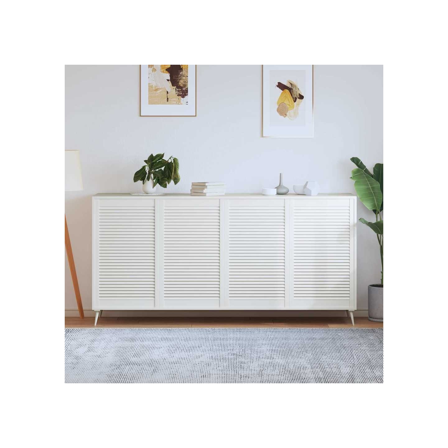 Portes d'armoire à persiennes 4pcs blanc 99,3x59,4cm pin massif