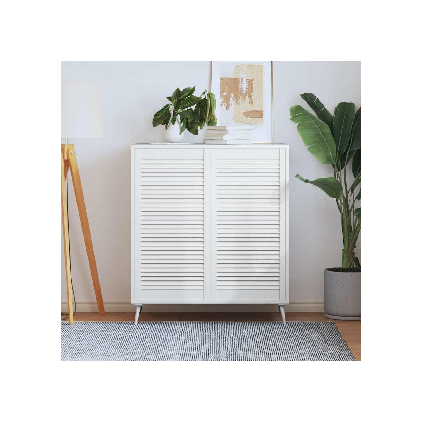 Portes d'armoire à persiennes 2pcs blanc 99,3x49,4cm pin massif