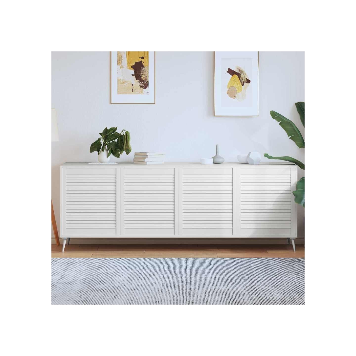 Portes d'armoire à persiennes 4 pcs blanc 69x59,4 cm pin massif