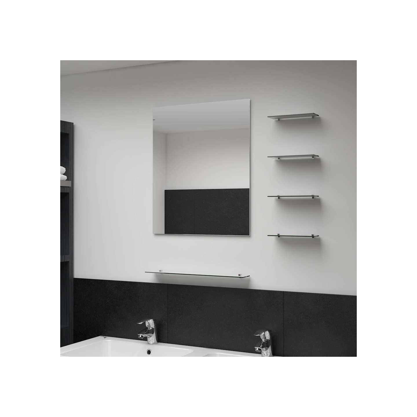 Miroir mural avec 5 étagères Argenté 50 x 60 cm