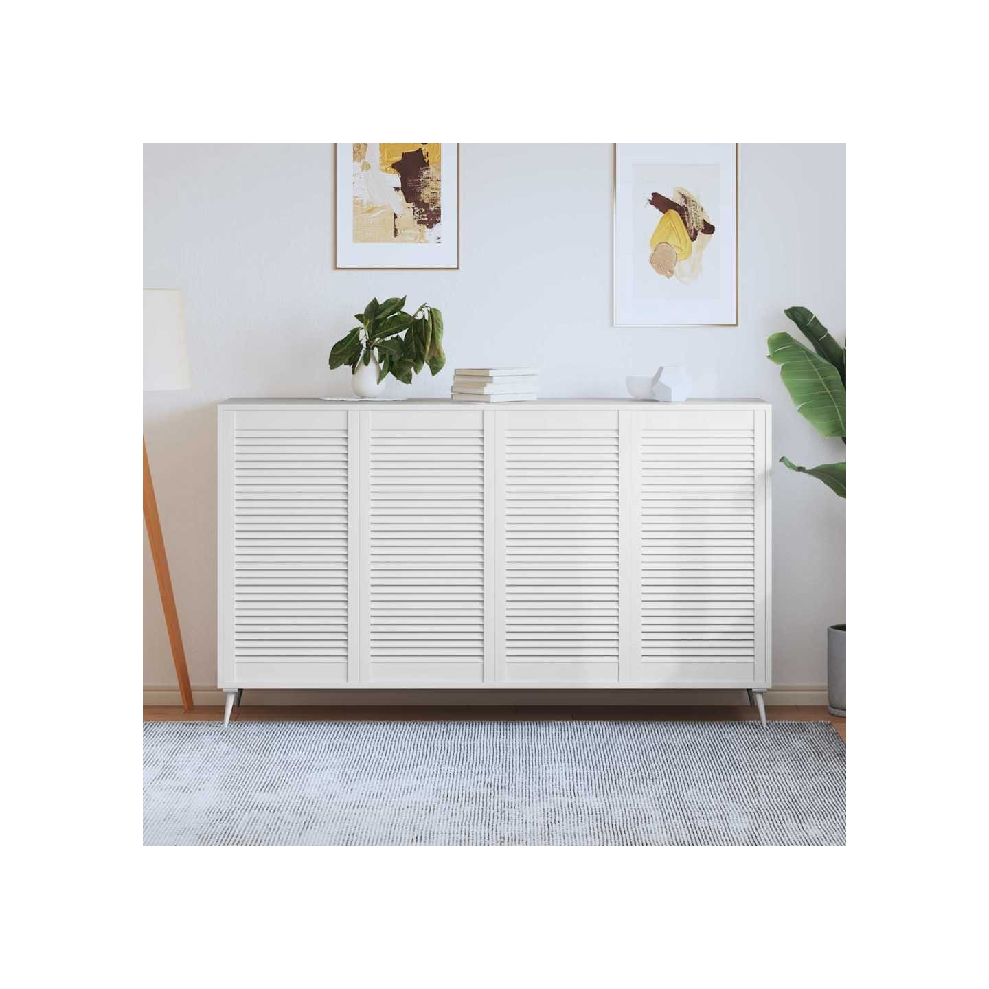 Portes d'armoire à persiennes 4pcs blanc 99,3x49,4cm pin massif