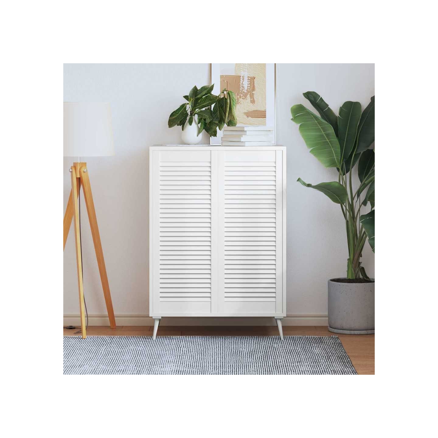 Portes d'armoire à persiennes 2pcs blanc 99,3x39,4cm pin massif
