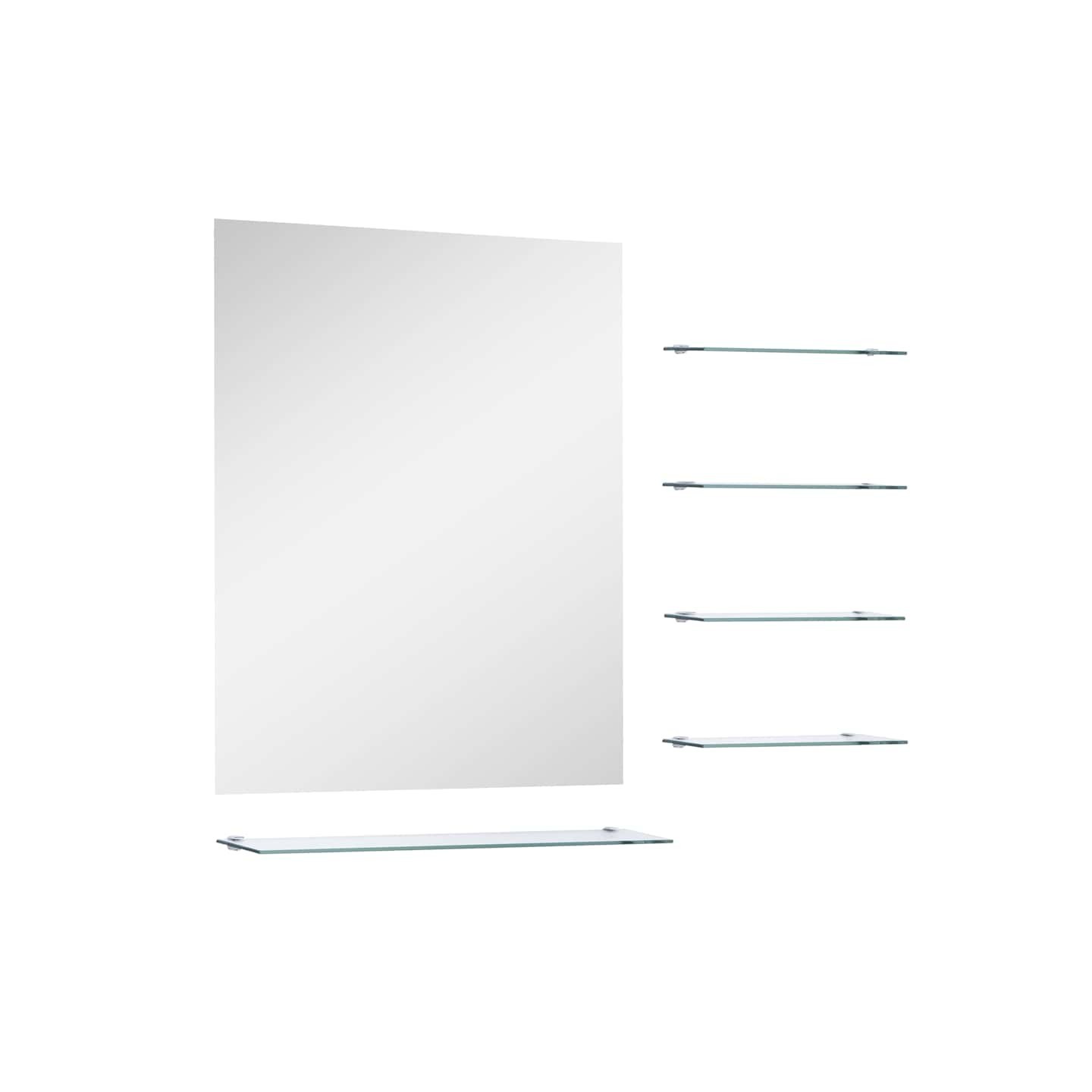 Miroir mural avec 5 étagères Argenté 50 x 60 cm