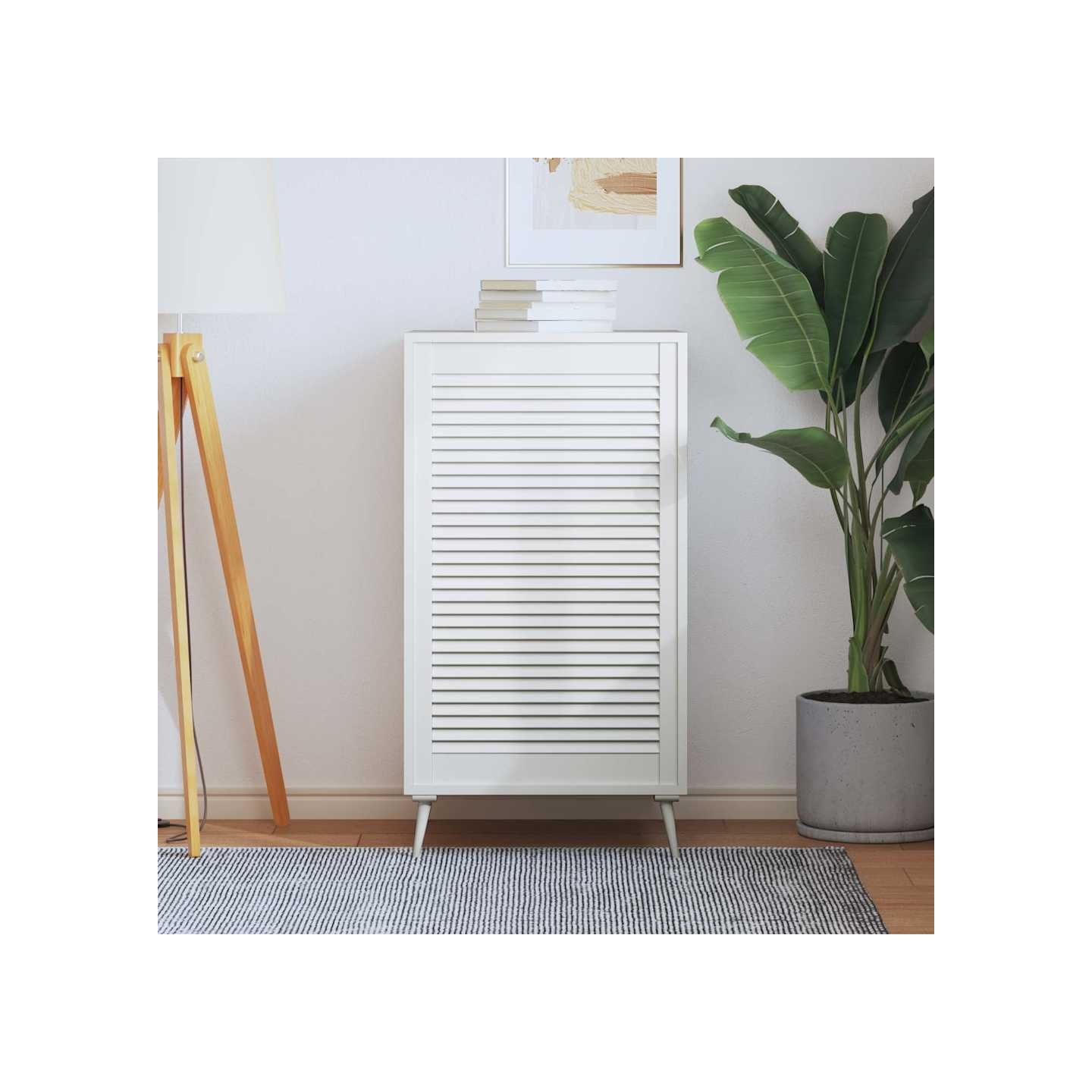Porte d'armoire à persiennes blanc 99,3x59,4 cm pin massif