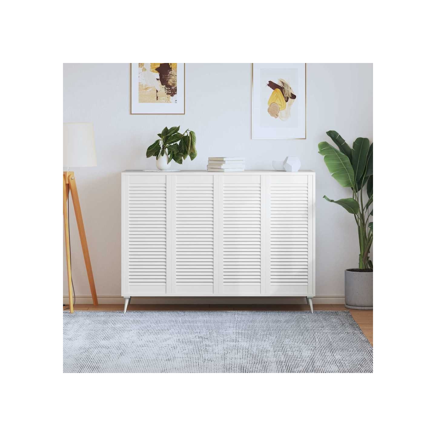 Portes d'armoire à persiennes 4pcs blanc 99,3x39,4cm pin massif