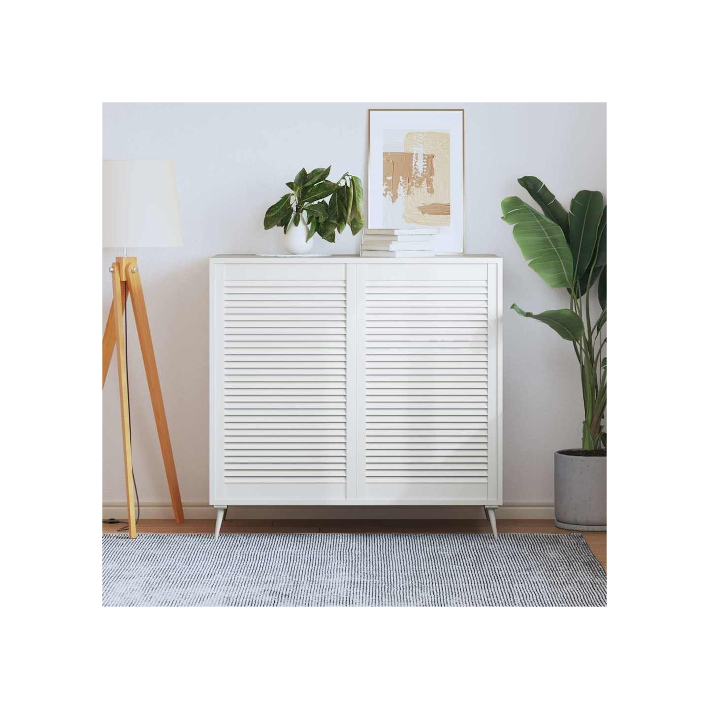 Portes d'armoire à persiennes 2pcs blanc 99,3x59,4cm pin massif