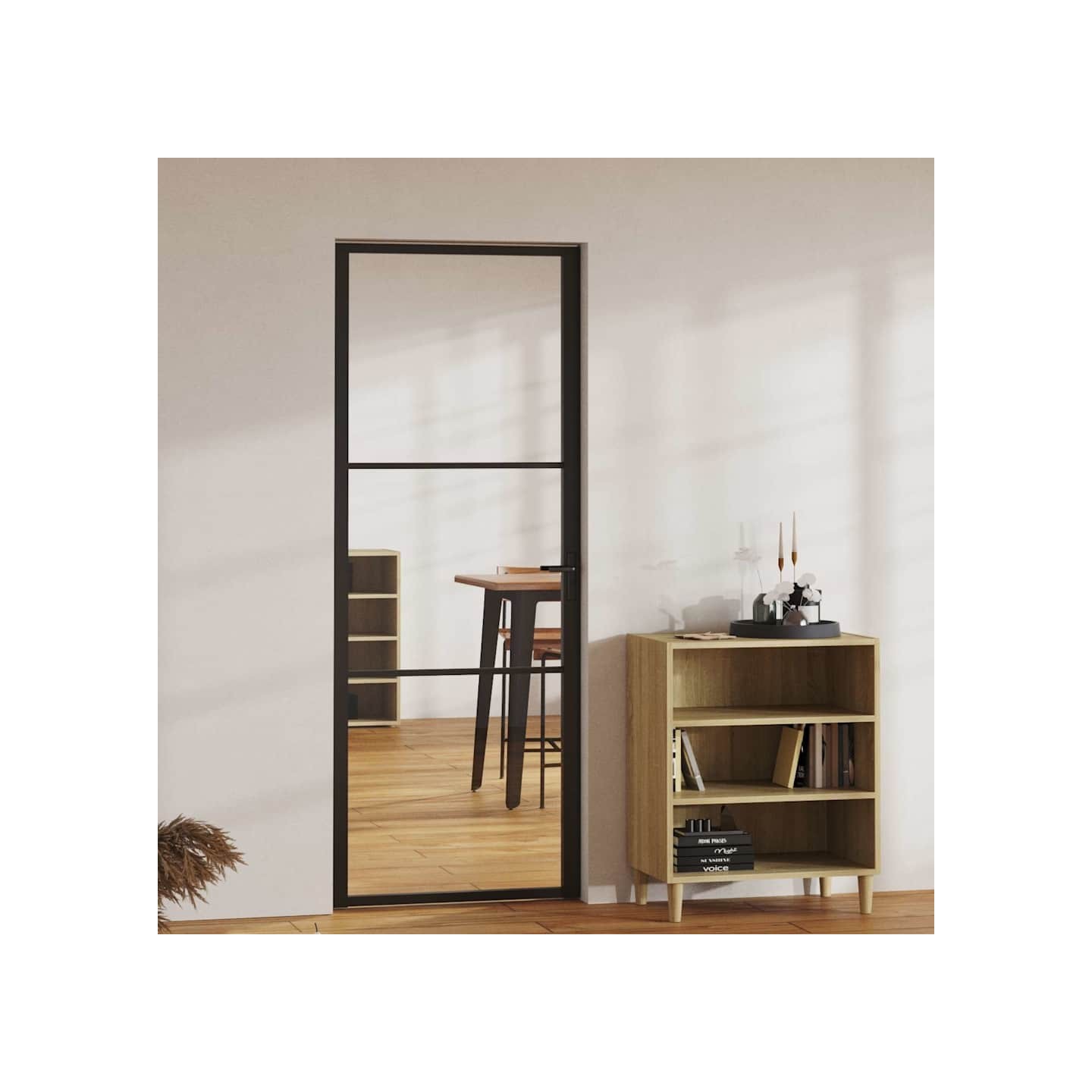 Porte intérieure Verre ESG et aluminium 76x201,5 cm Noir