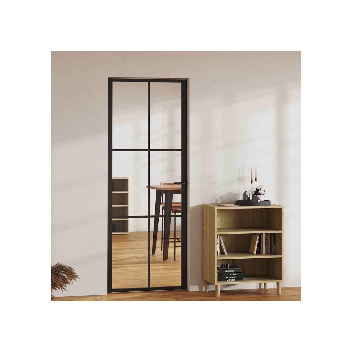Porte intérieure Verre ESG et aluminium 76x201,5 cm Noir