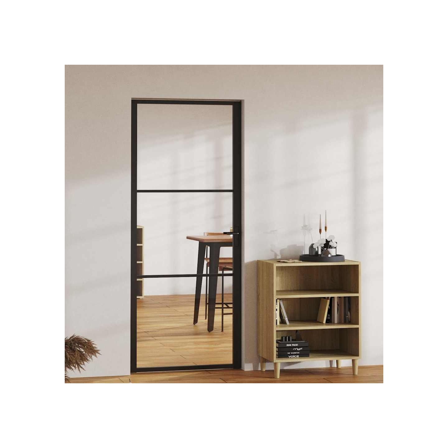 Porte intérieure Verre ESG et aluminium 83x201,5 cm Noir