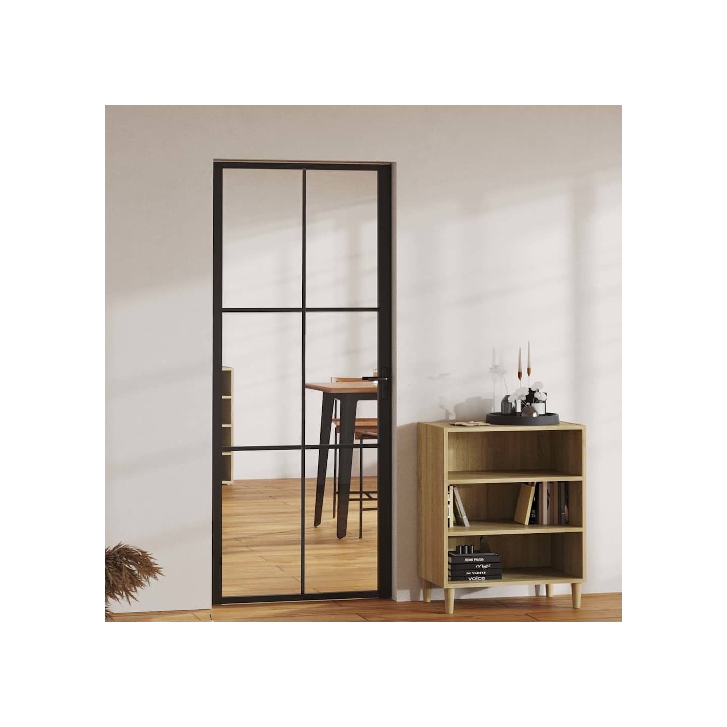 Porte intérieure Verre ESG et aluminium 83x201,5 cm Noir