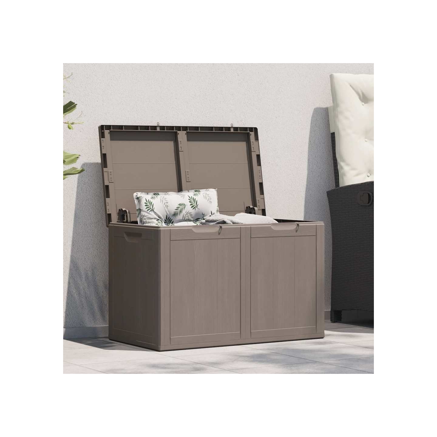 Boîte de rangement de jardin 180 L Marron PP aspect bois