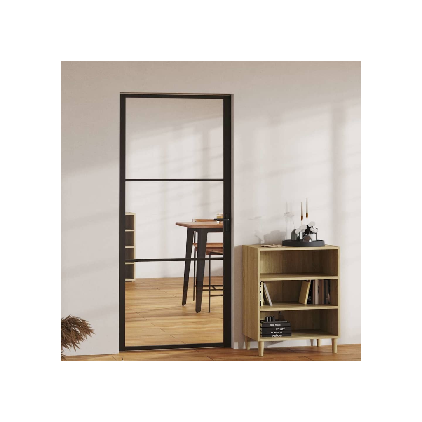 Porte intérieure Verre ESG et aluminium 93x201,5 cm Noir