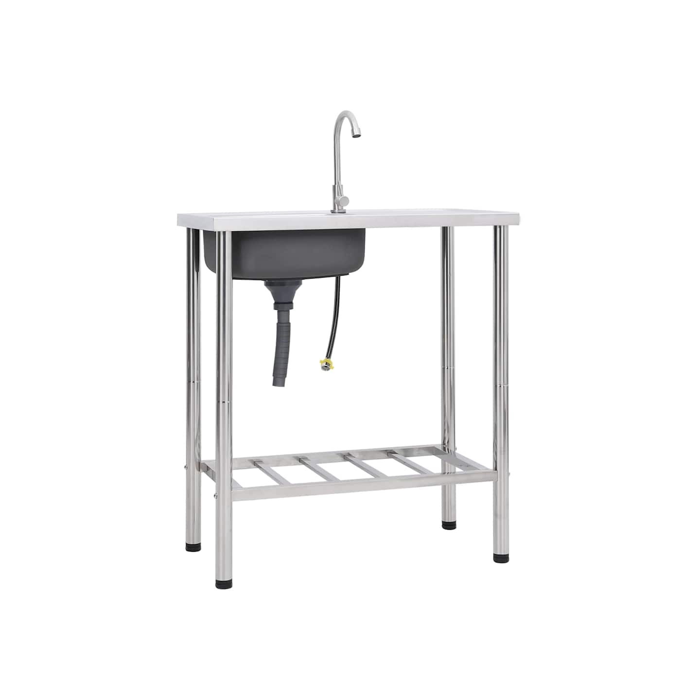 Évier de camping Seul lavabo avec robinet Acier inoxydable