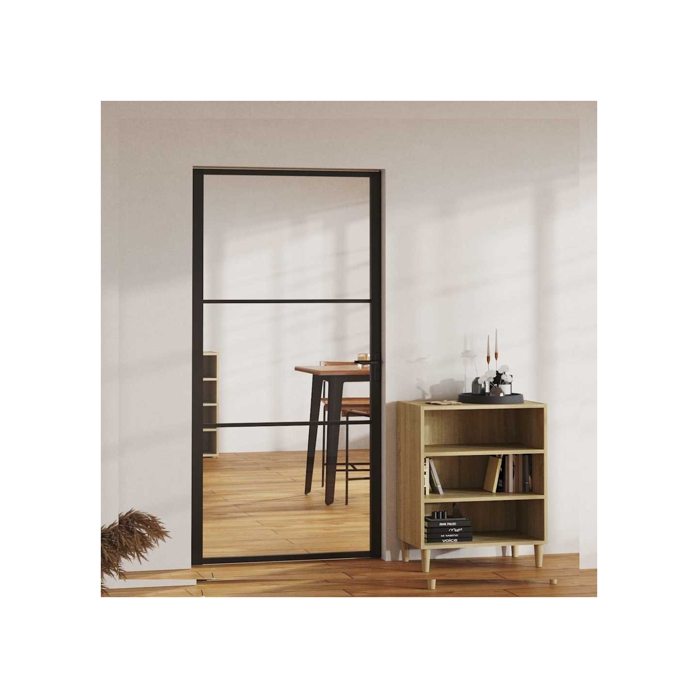 Porte intérieure Verre ESG et aluminium 102,5x201,5 cm Noir