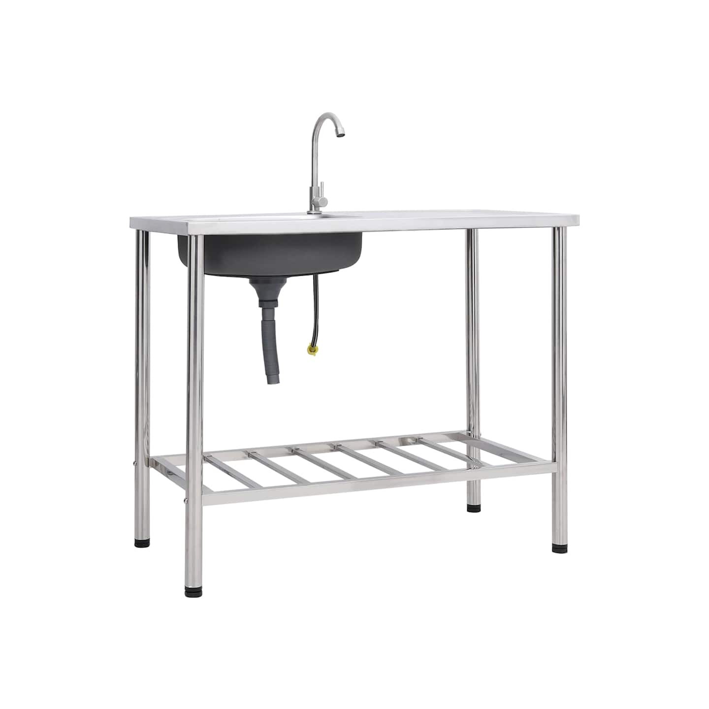 Évier de camping Seul lavabo avec robinet Acier inoxydable