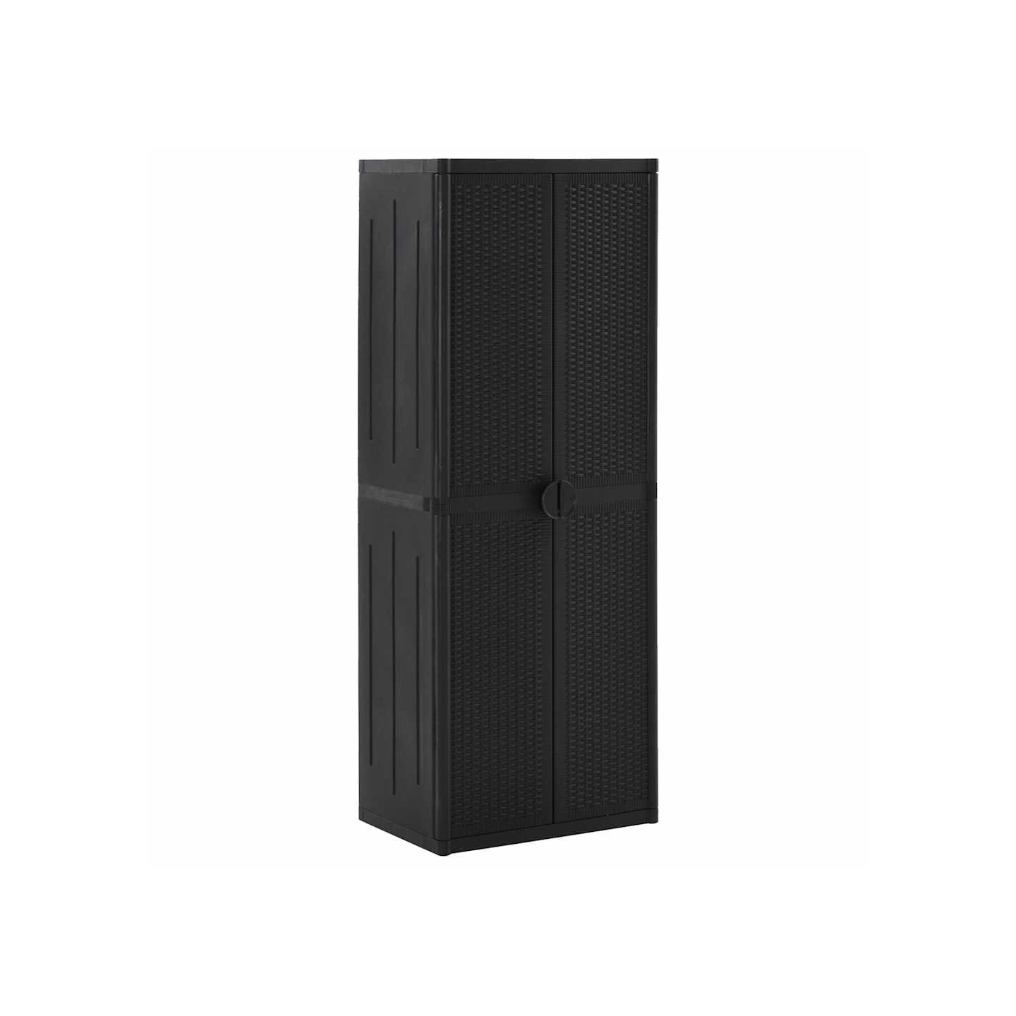 Armoire de rangement de jardin Noir 65x45x172 cm PP Rotin