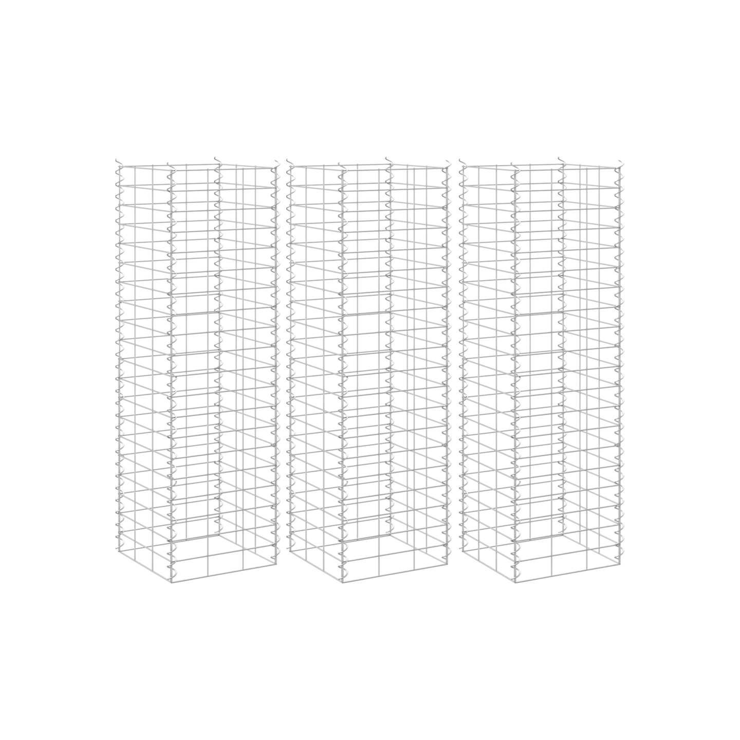 Lits surélevés en gabion 3 pcs 30x30x100 cm Fer