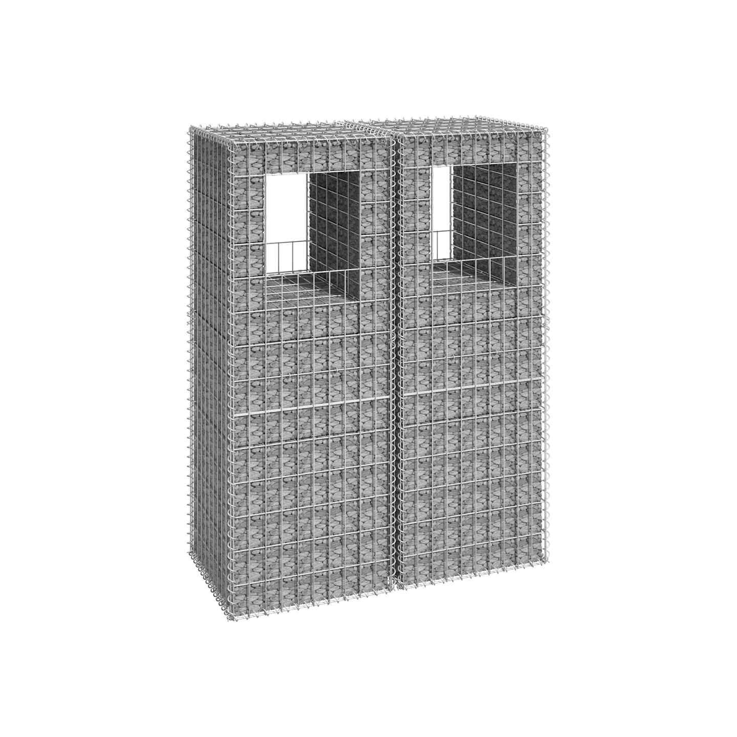 Poteaux à panier de gabion 2 pcs 50x50x140 cm Fer