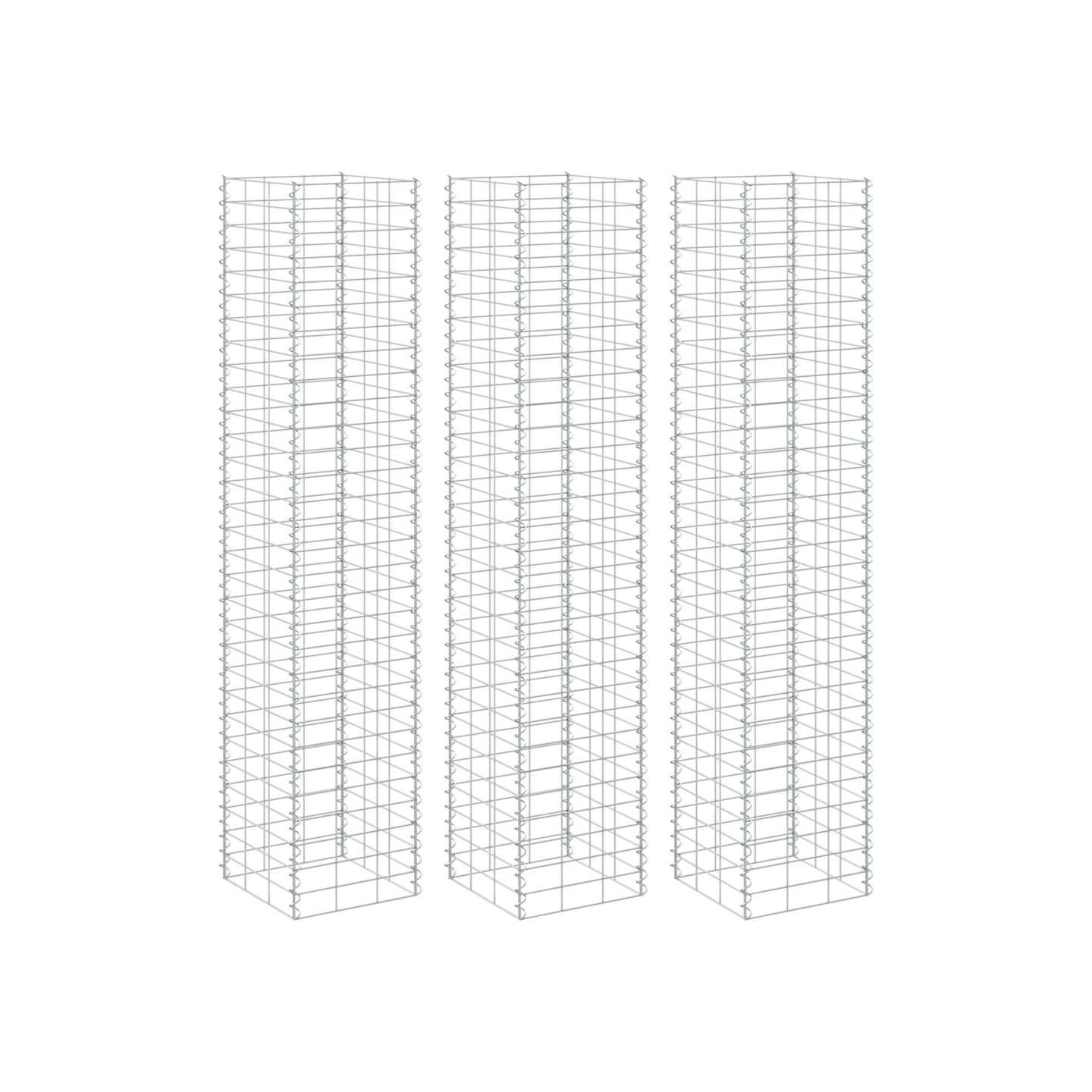 Lits surélevés en gabion 3 pcs 30x30x200 cm Fer