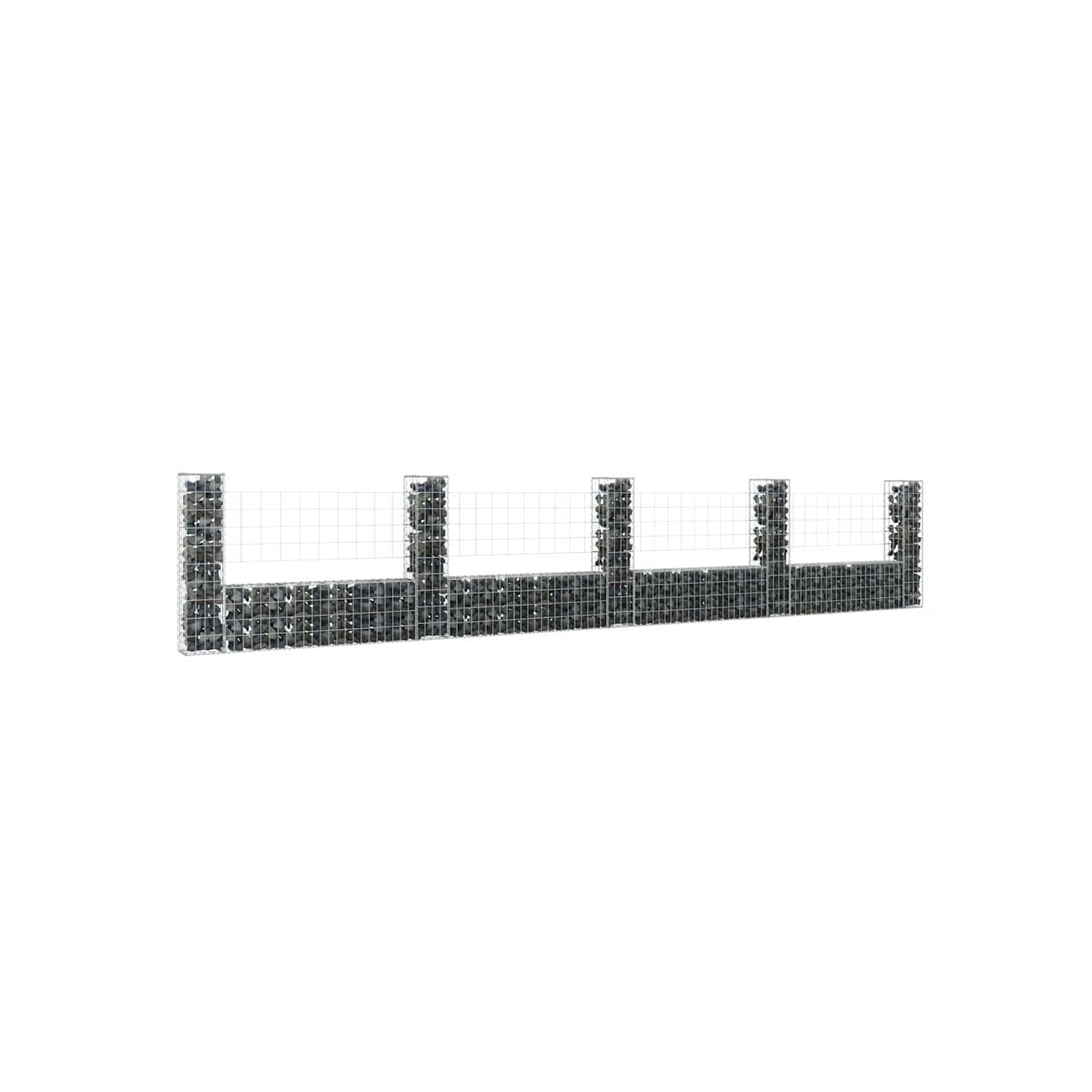 Panier de gabion en forme de U avec 5 poteaux Fer 500x20x100 cm